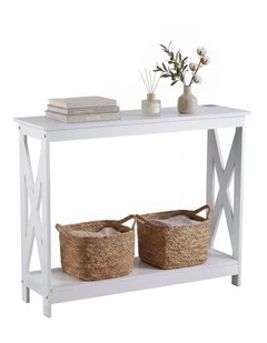 Artiss Console Table Entryway Hallway Display 2-Tier Narrow Sofa Table 100CM White
