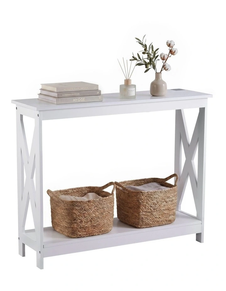 Artiss Console Table Entryway Hallway Display 2-Tier Narrow Sofa Table 100CM White image 1