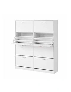 Artiss 2x Shoe Cabinet Storage Organiser 4 Flip Drawer White