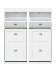 Artiss 2x Shoe Cabinet Storage Organiser 3 Flip Drawer White