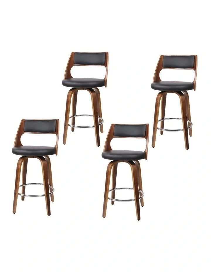Artiss 4x Bar Stools Swivel Leather Chair 65cm image 1