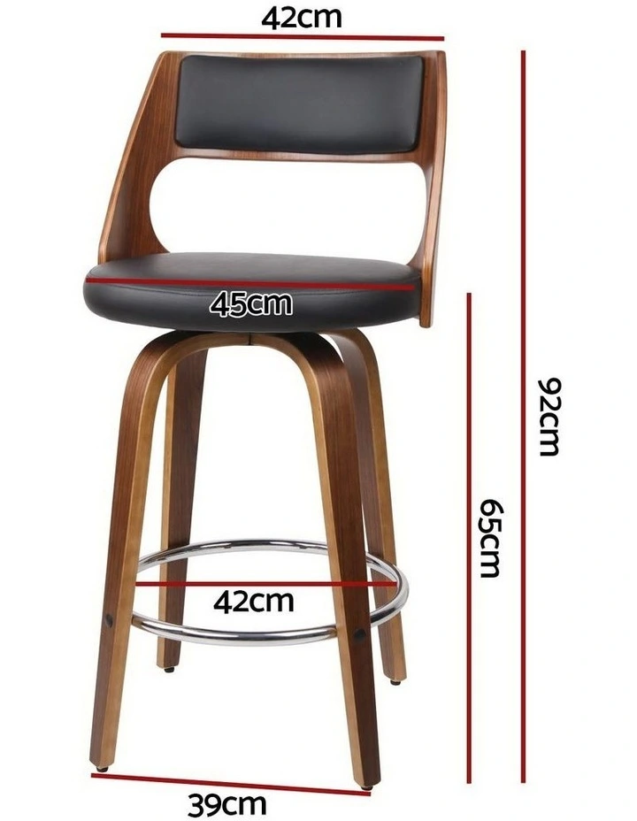 Artiss 4x Bar Stools Swivel Leather Chair 65cm image 3