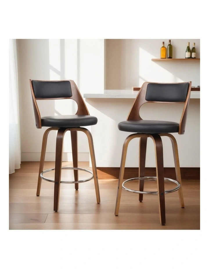 Artiss 4x Bar Stools Swivel Leather Chair 65cm image 4
