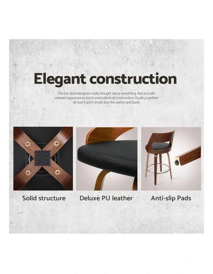 Artiss 4x Bar Stools Swivel Leather Chair 65cm image 5