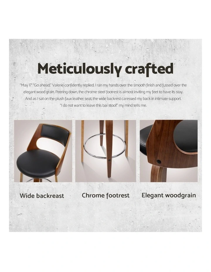 Artiss 4x Bar Stools Swivel Leather Chair 65cm image 6