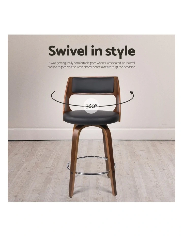 Artiss 4x Bar Stools Swivel Leather Chair 65cm image 7