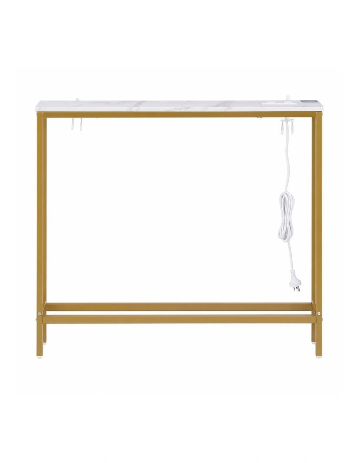 Artiss Console Table Entryway Hallway Display Desk Charging Station Marble Finish White & Gold image 3