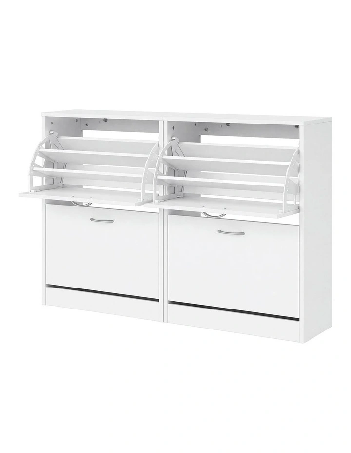 Artiss 2x Shoe Cabinet Storage Organiser 2 Flip Drawer White image 1