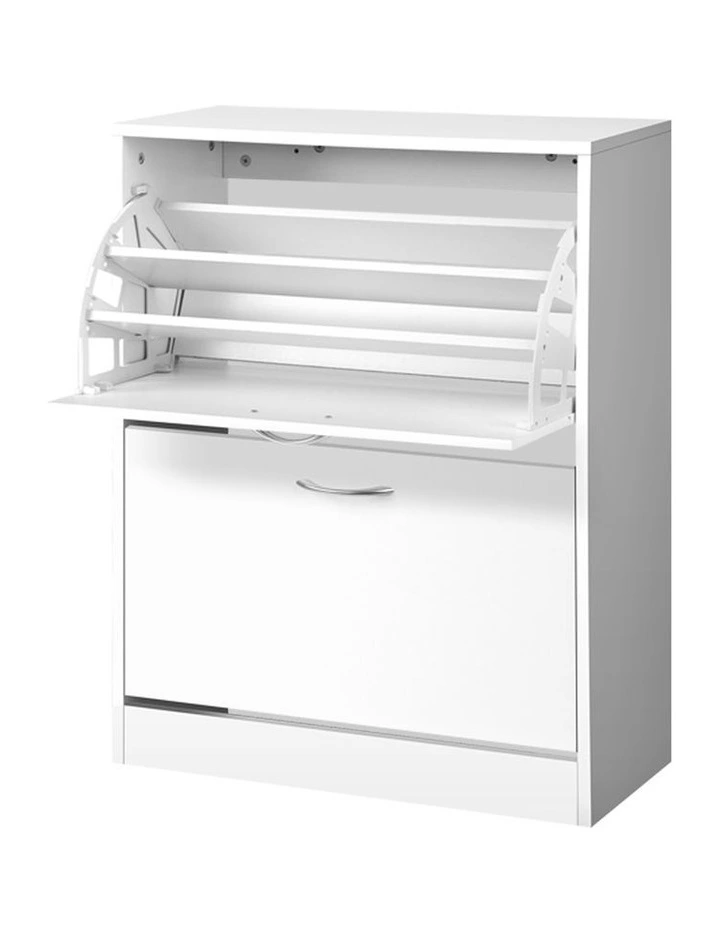 Artiss 2x Shoe Cabinet Storage Organiser 2 Flip Drawer White image 2