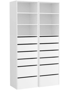 Artiss 2x Chest of 6 Drawers Tallboy Cabinet Adjustable Shelf White