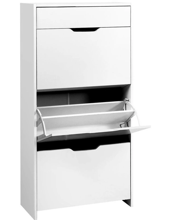 Artiss 2x Shoe Cabinet Organiser 3 Flip Drawer High Gloss White image 3