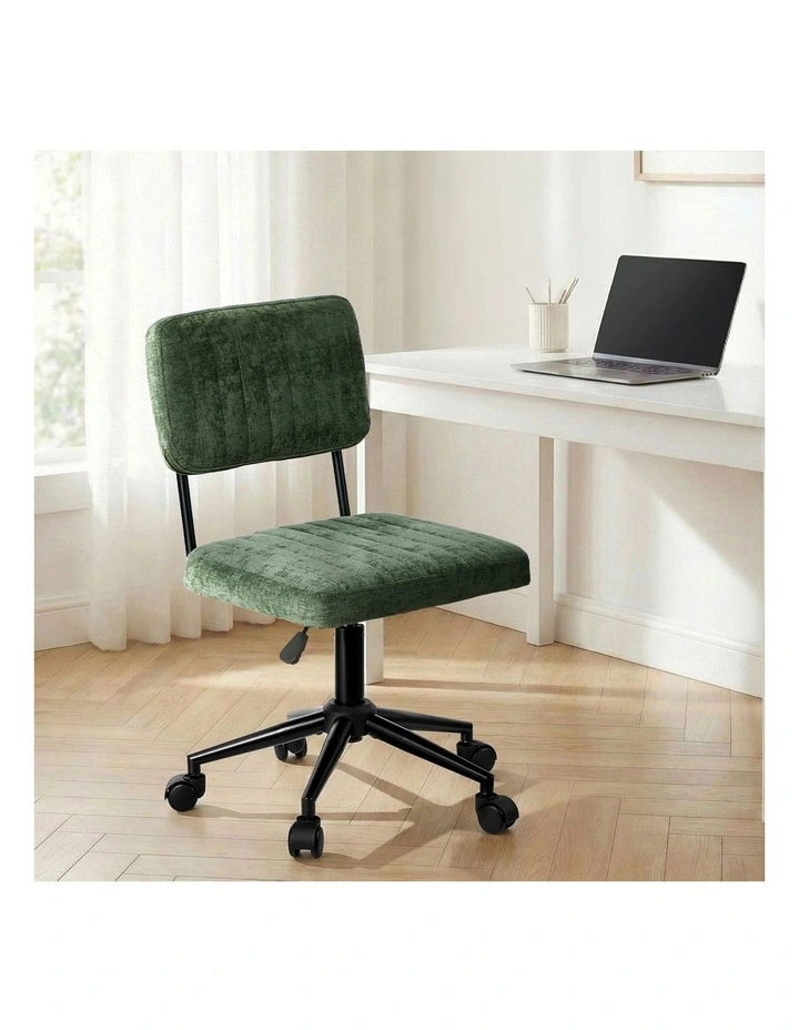 Oikiture Mid Back Armless Office Chair Swivel Computer Seat Polyester Green image 4