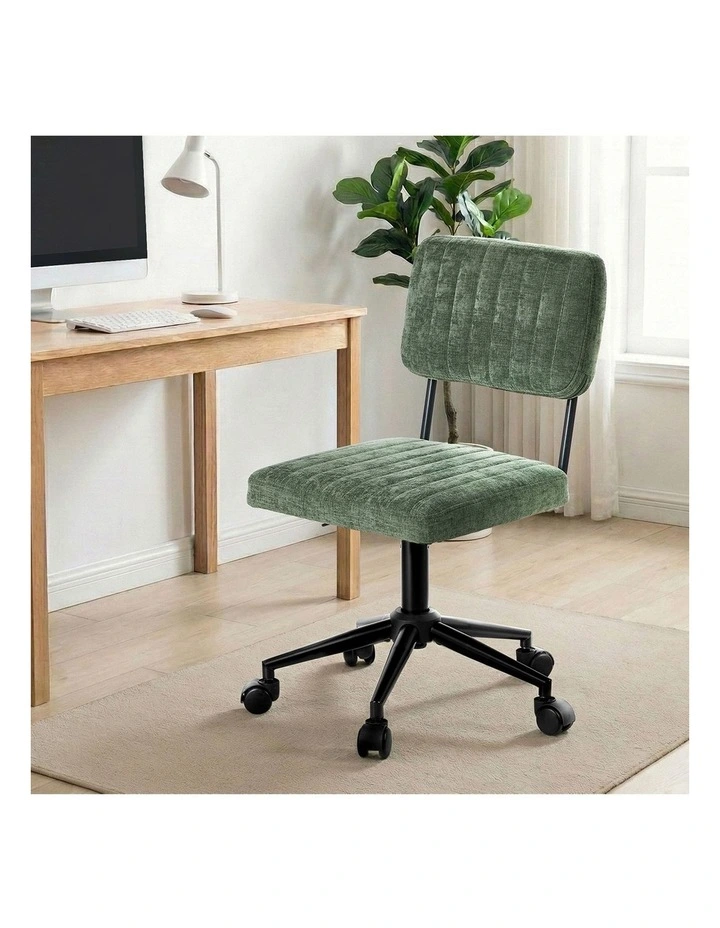 Oikiture Mid Back Armless Office Chair Swivel Computer Seat Polyester Green image 5