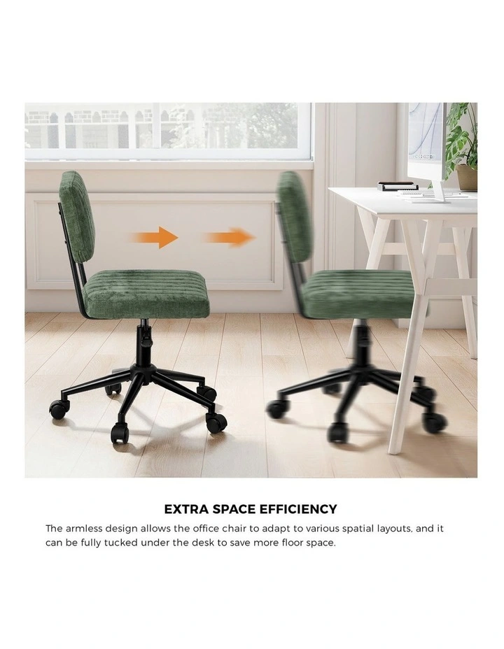 Oikiture Mid Back Armless Office Chair Swivel Computer Seat Polyester Green image 6