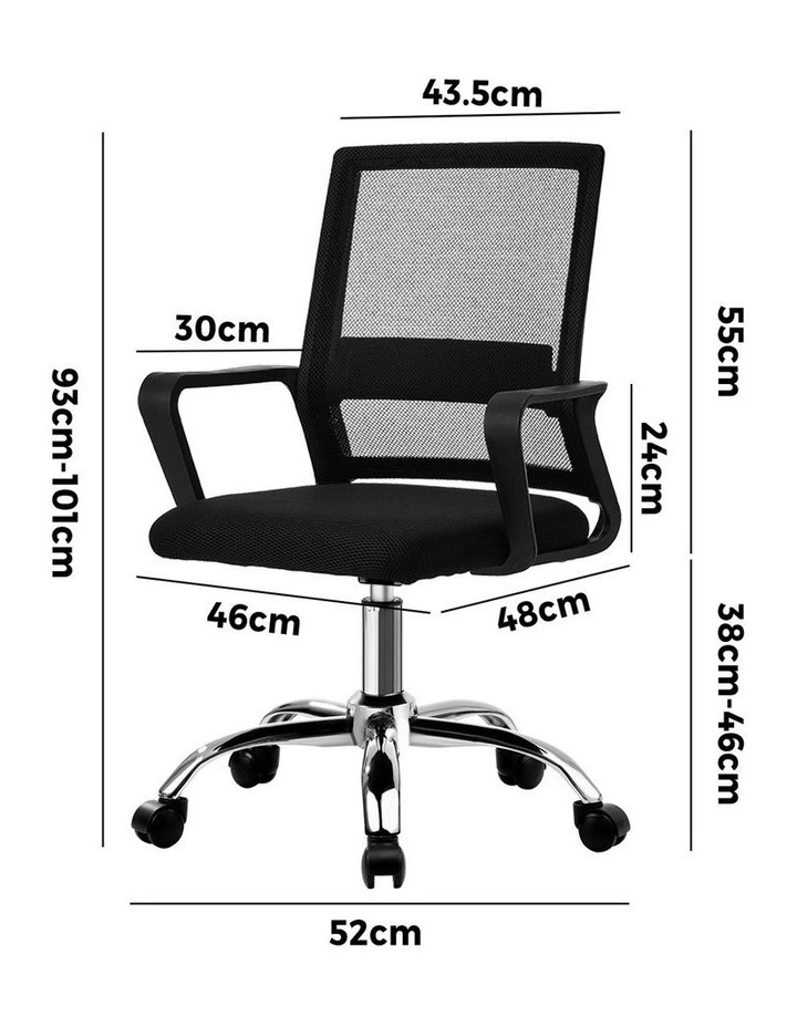 Oikiture Mesh Office Chair Executive Computer Seat Black image 3