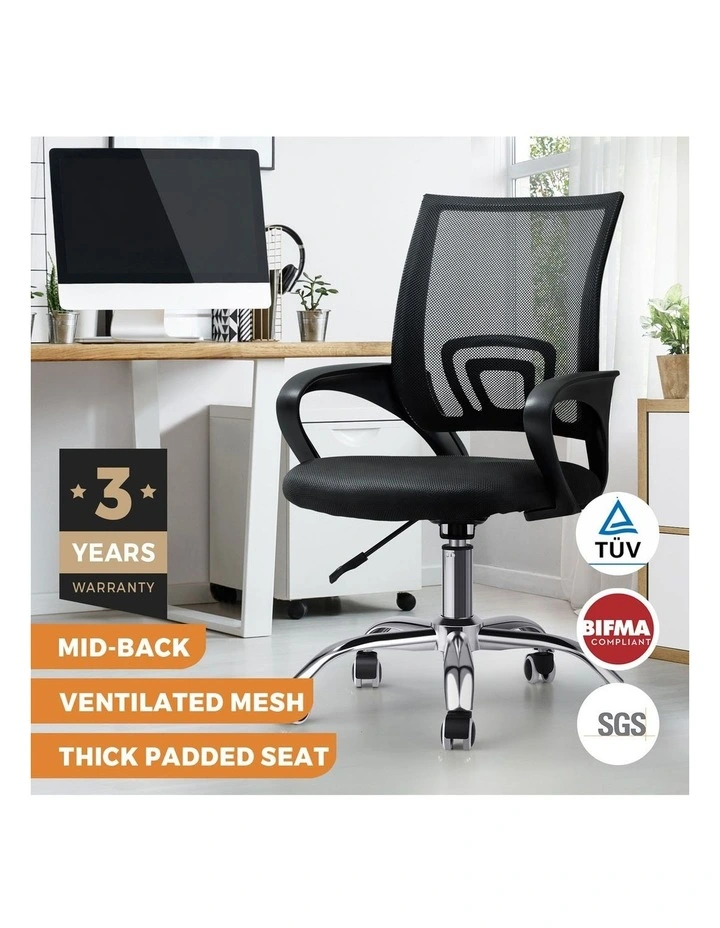 Oikiture Mesh Office Chair Backrest Black image 4