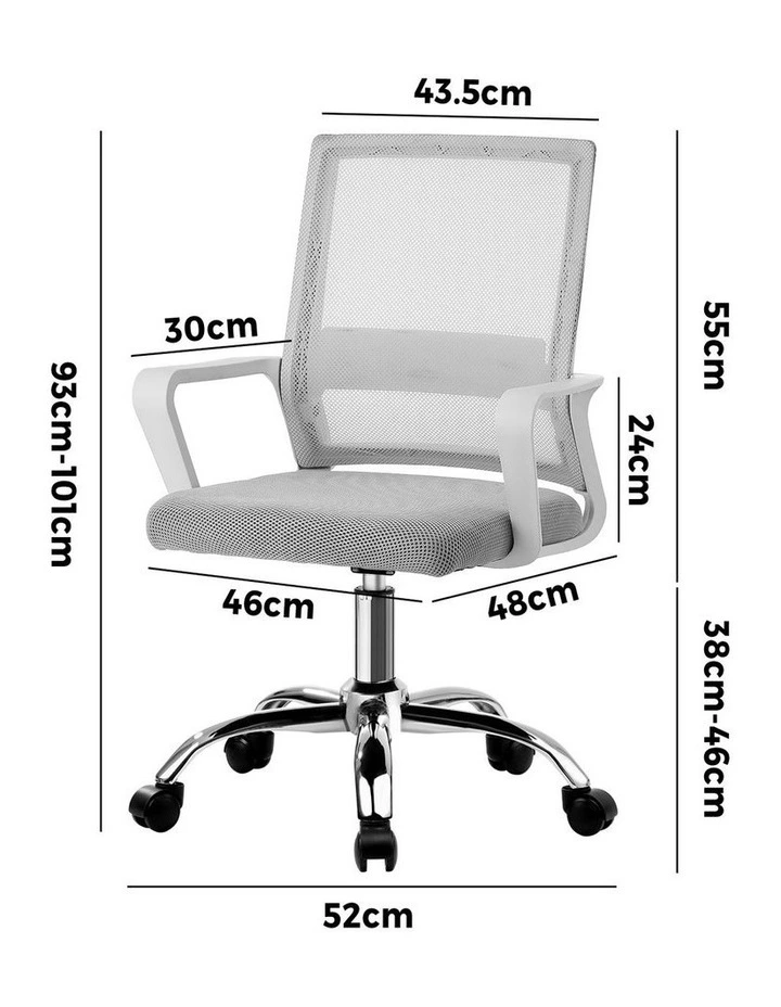 Oikiture Mesh Office Chair Executive Computer Seat White image 3