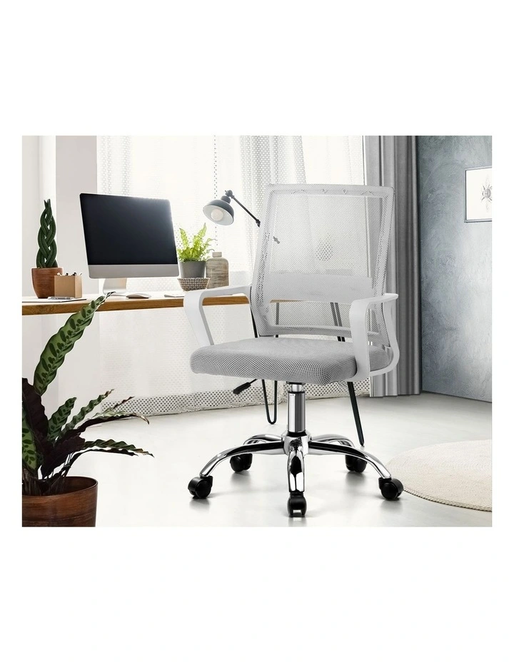 Oikiture Mesh Office Chair Executive Computer Seat White image 5