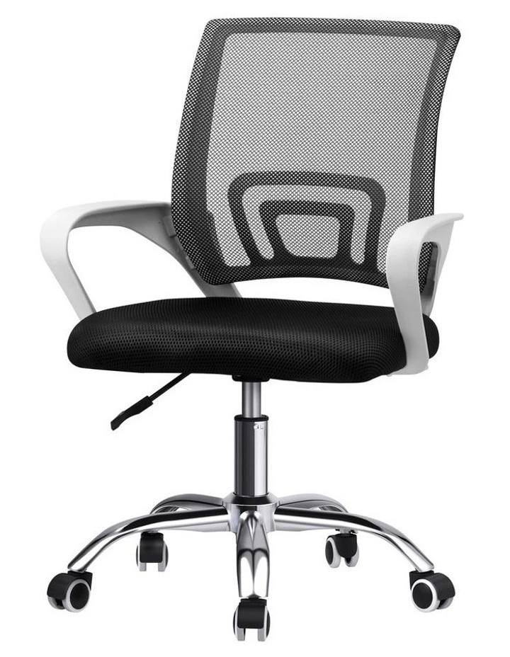Oikiture Mesh Office Chair Backrest White&Black image 1