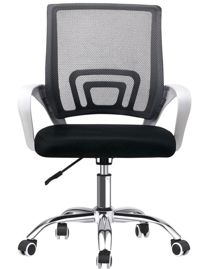 Oikiture Mesh Office Chair Backrest White&Black image 2