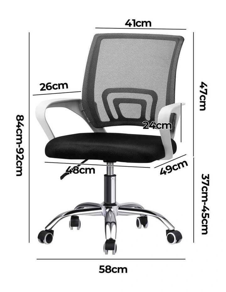 Oikiture Mesh Office Chair Backrest White&Black image 3