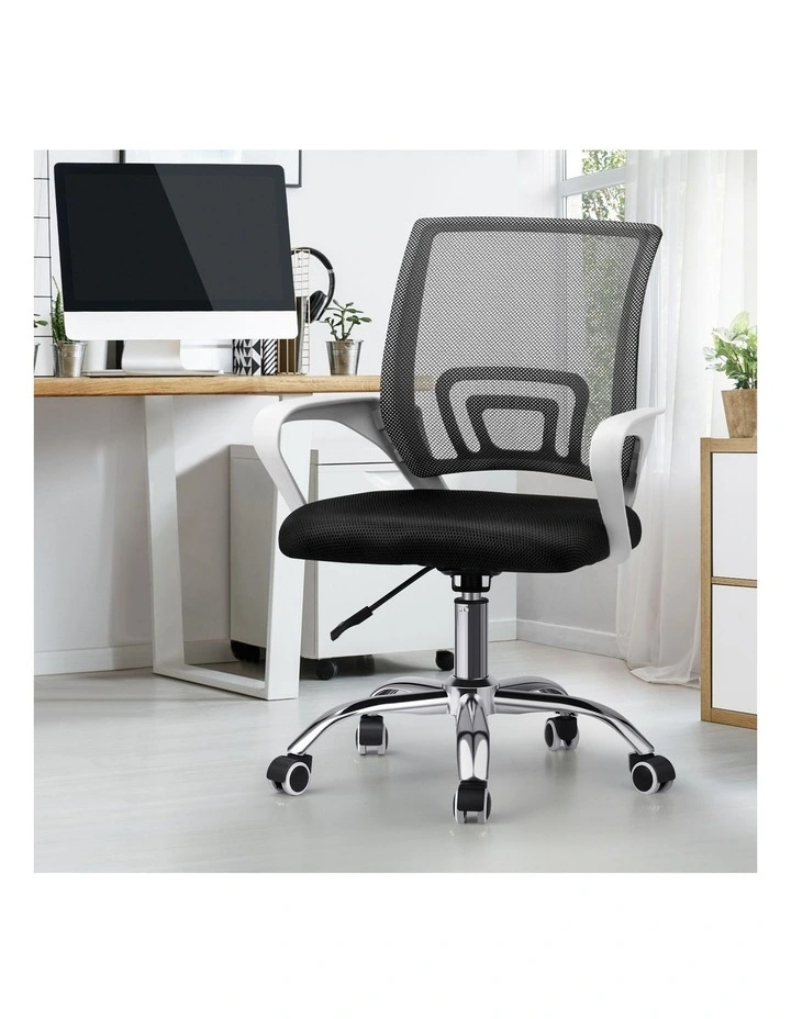 Oikiture Mesh Office Chair Backrest White&Black image 4