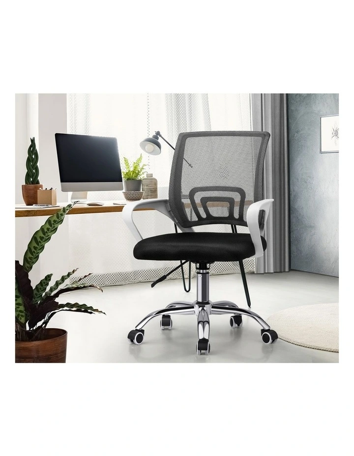 Oikiture Mesh Office Chair Backrest White&Black image 5