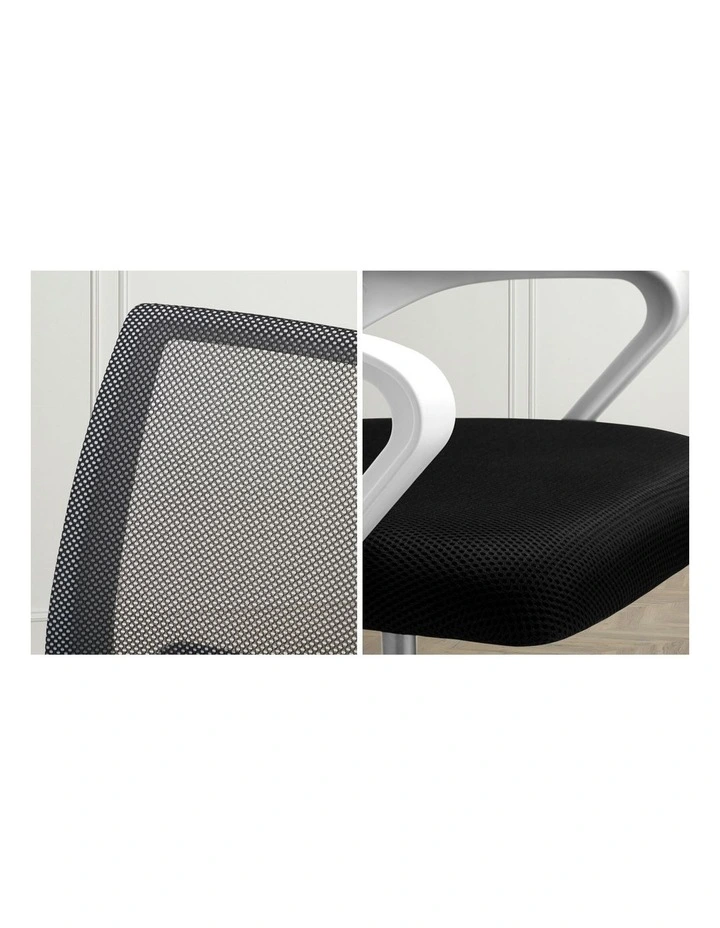 Oikiture Mesh Office Chair Backrest White&Black image 6