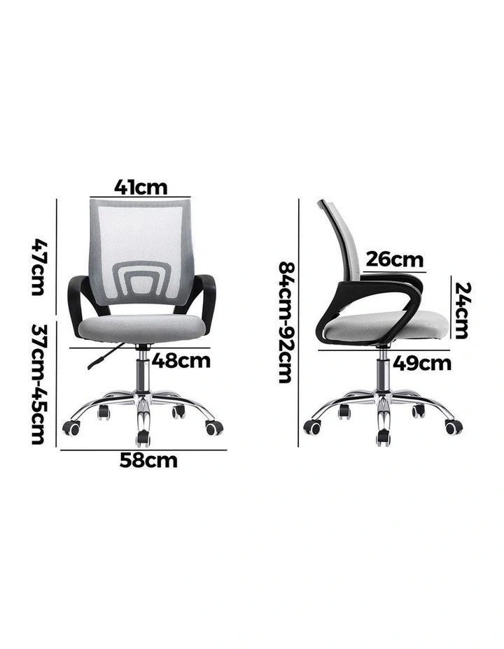 Oikiture Mesh Office Chair Backrest Grey image 3