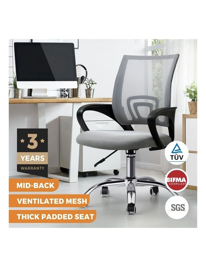 Oikiture Mesh Office Chair Backrest Grey image 4