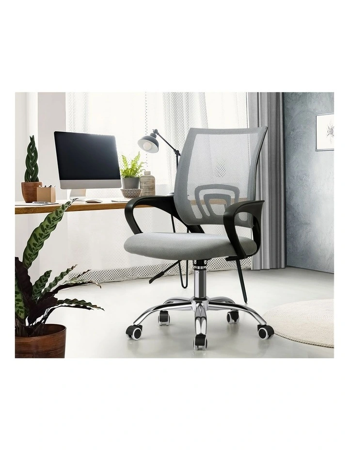 Oikiture Mesh Office Chair Backrest Grey image 5