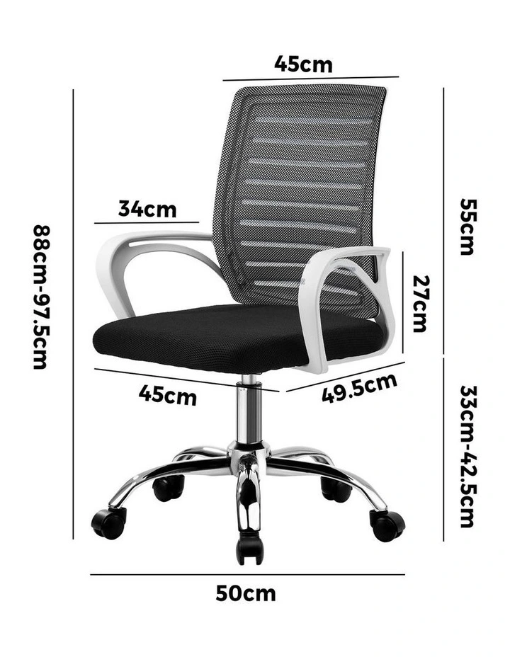 Oikiture Mesh Office Chair White&Black image 3