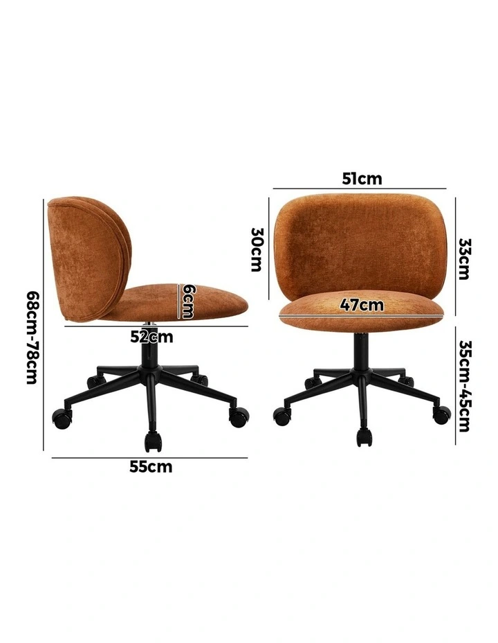 Oikiture Office Chair Armless Mid Back Swivel Ergonomic Chair Wheels Orange image 3