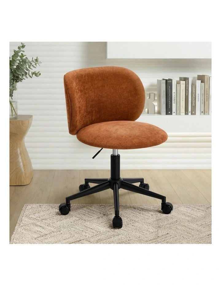 Oikiture Office Chair Armless Mid Back Swivel Ergonomic Chair Wheels Orange image 4