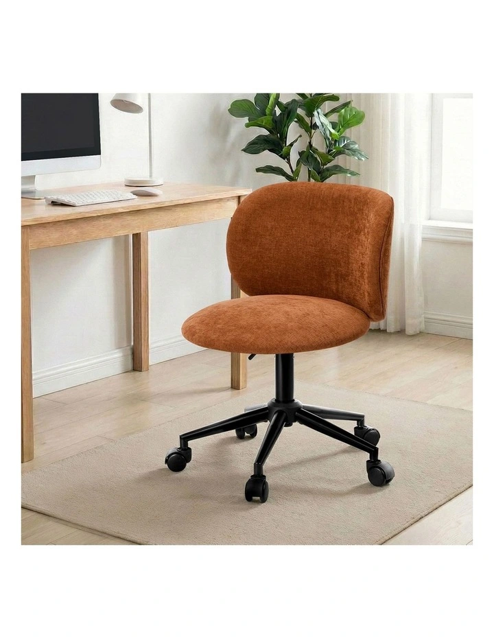 Oikiture Office Chair Armless Mid Back Swivel Ergonomic Chair Wheels Orange image 5