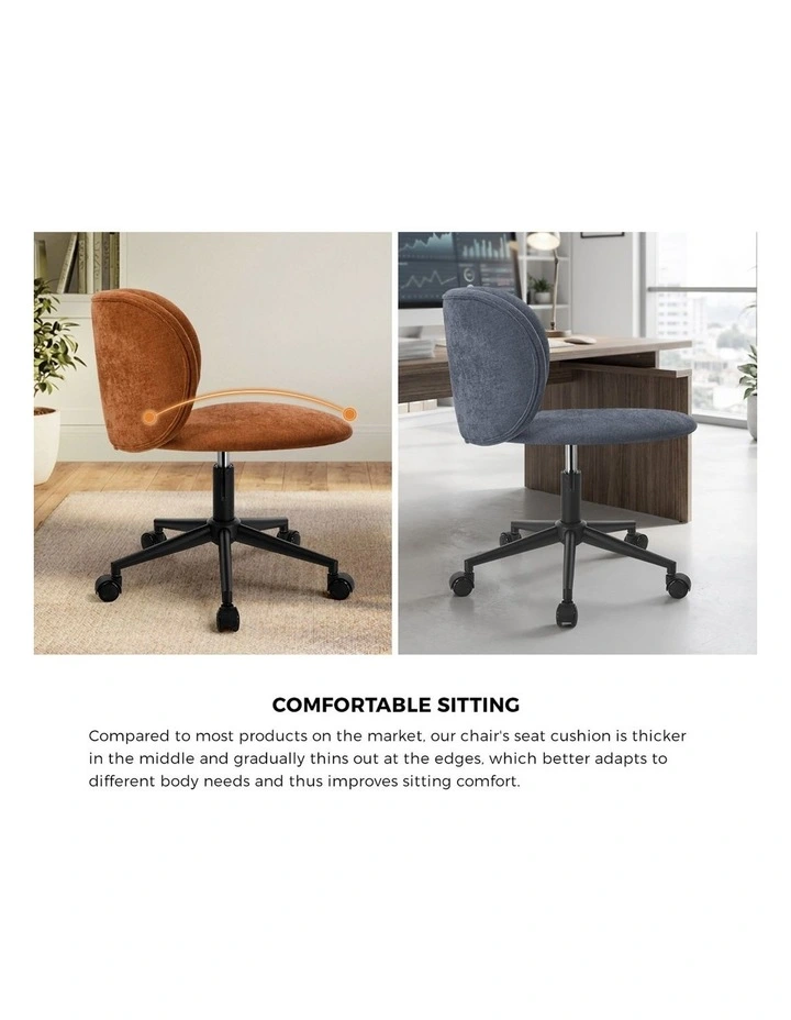 Oikiture Office Chair Armless Mid Back Swivel Ergonomic Chair Wheels Orange image 7