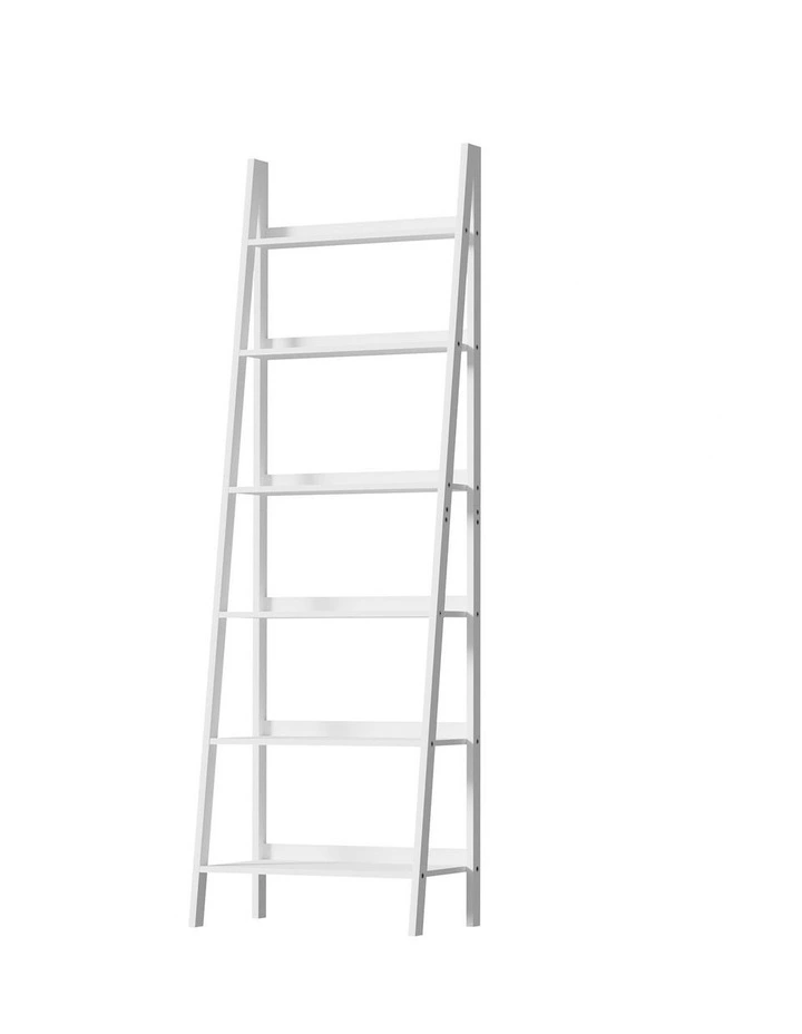 Oikiture Bookshelf 6 Tier Corner Ladder Shelf Home Storage Display Rack White image 1