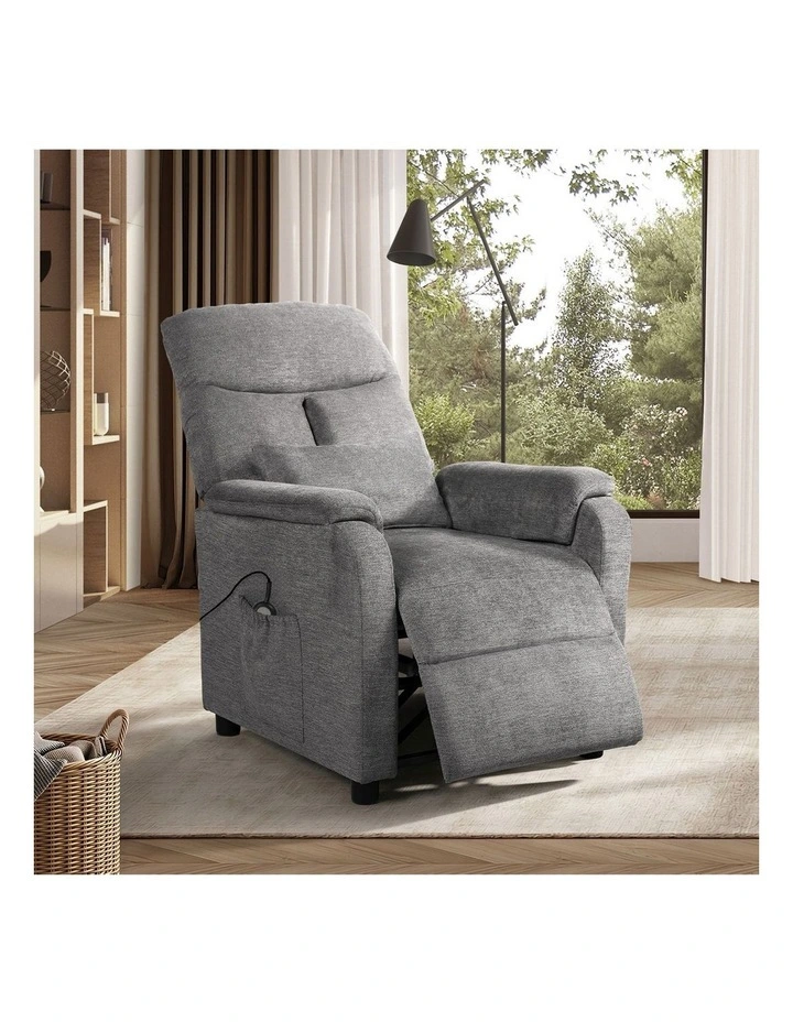 Oikiture Recliner Chair Adjustable Fabric Lounge Sofa Armchair Polyester Grey image 4