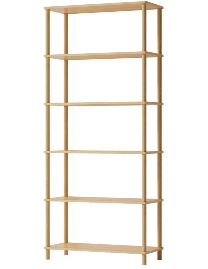 Oikiture Bookshelf 5 Tier Display Shelf Storage Shelves Stand Rack Natural image 1