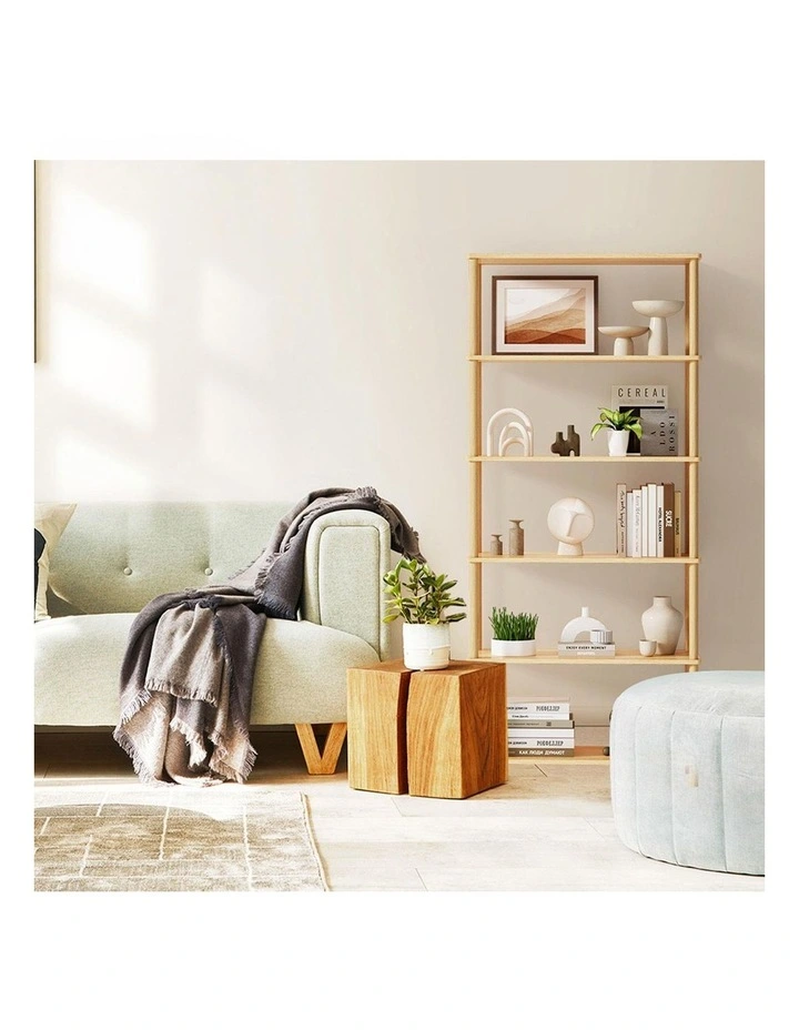 Oikiture Bookshelf 5 Tier Display Shelf Storage Shelves Stand Rack Natural image 7