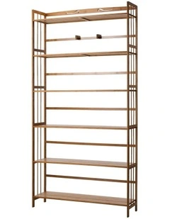 Oikiture 6-tier Bamboo Bookshelf Bookcase Adjustable Display Shelf Storage Rack