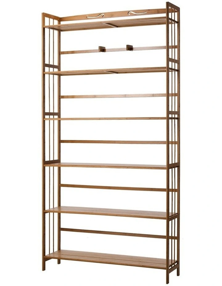 Oikiture 6-tier Bamboo Bookshelf Bookcase Adjustable Display Shelf Storage Rack image 1
