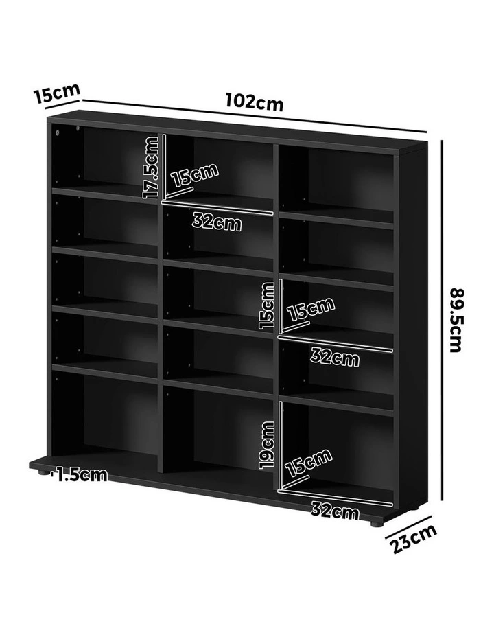 Oikiture Bookshelf Display Shelf Unit Bookcase CD Media Storage Rack Black image 3