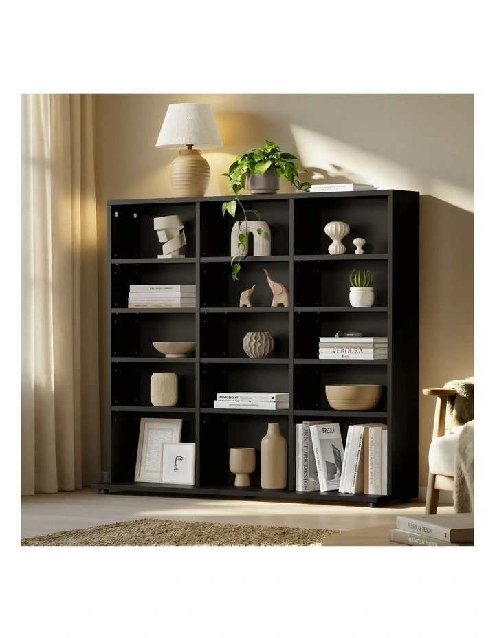 Oikiture Bookshelf Display Shelf Unit Bookcase CD Media Storage Rack Black image 4