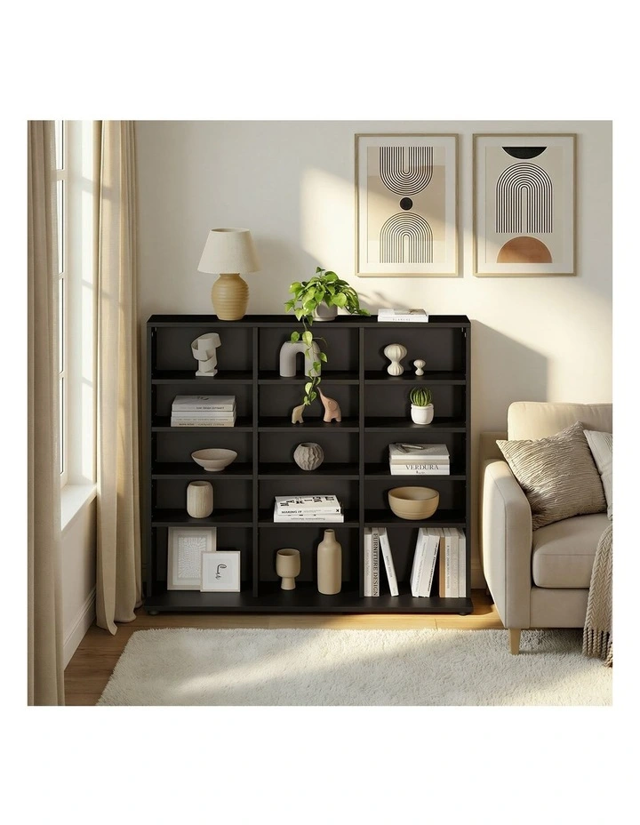 Oikiture Bookshelf Display Shelf Unit Bookcase CD Media Storage Rack Black image 7