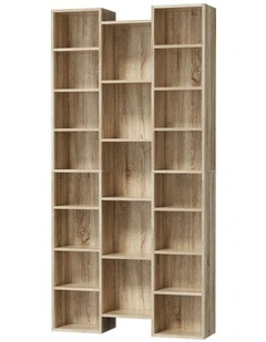 Oikiture Bookshelf Display Shelf CD Storage Media Rack Stand Bookcase Natural