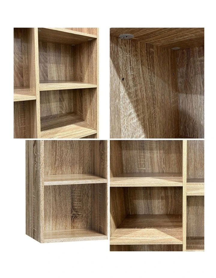 Oikiture Bookshelf Display Shelf CD Storage Media Rack Stand Bookcase Natural image 6