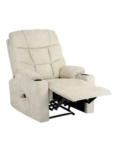 Oikiture Recliner Chair Heated Massage Chair Polyester Beige