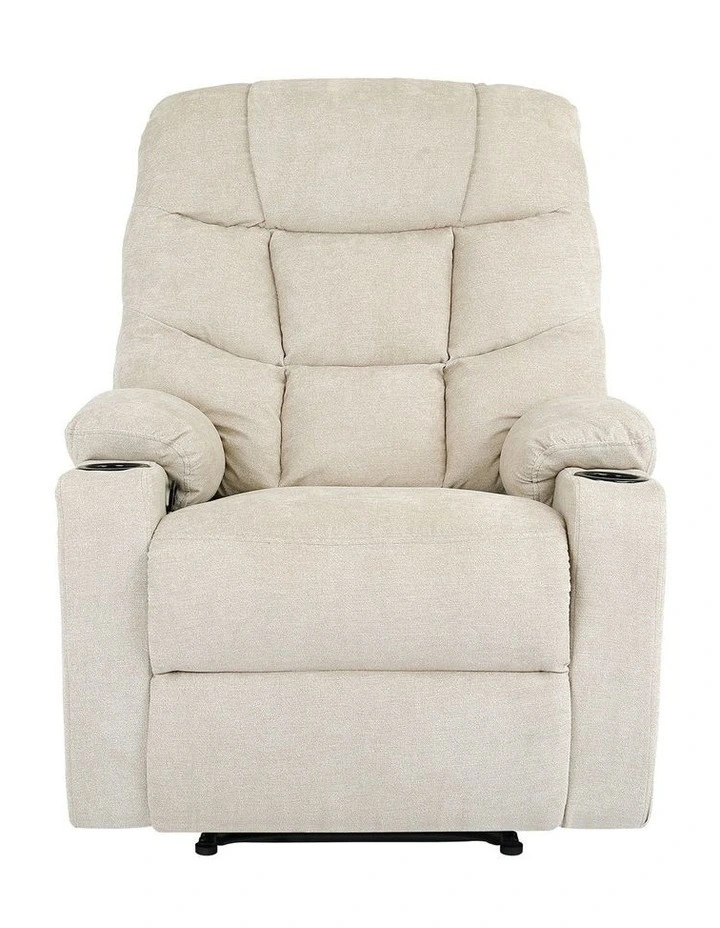 Oikiture Recliner Chair Heated Massage Chair Polyester Beige image 2