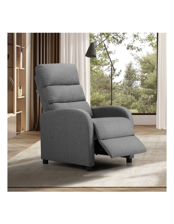 Oikiture Recliner Chair Polyester Grey image 4